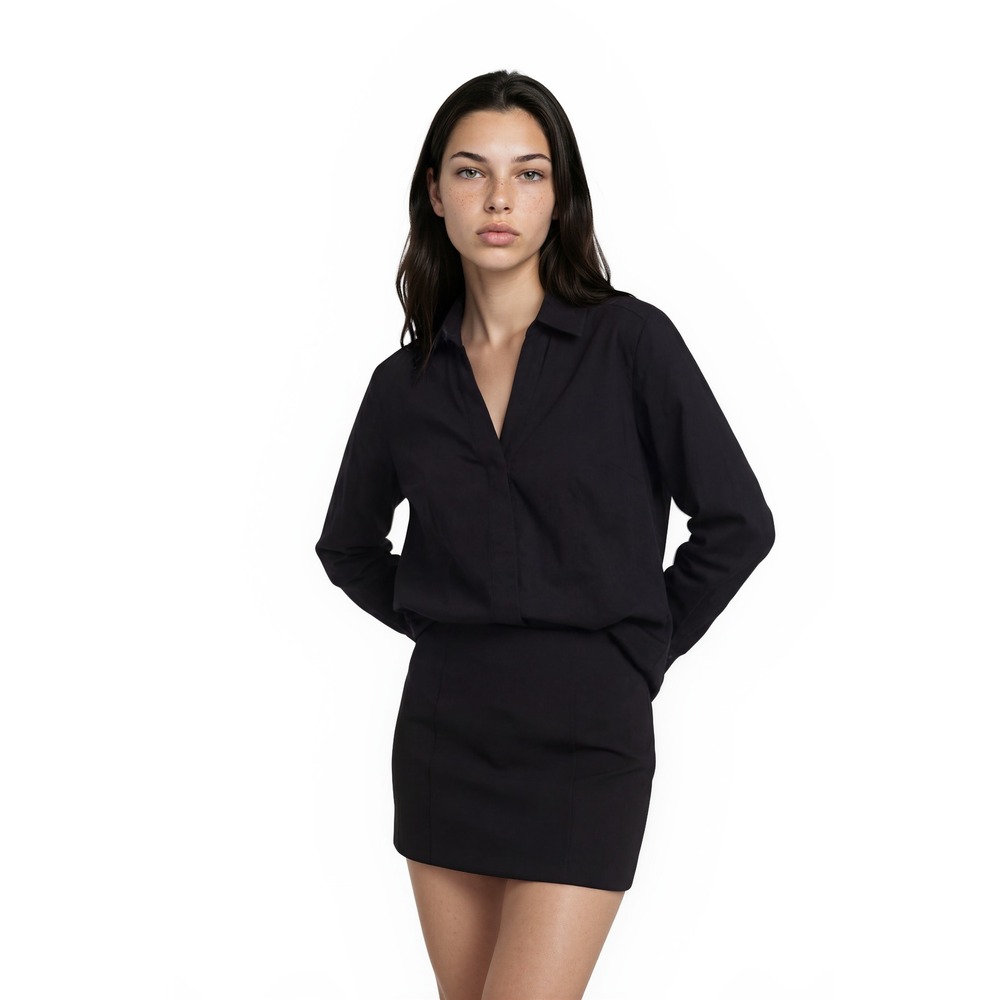 Investments‎ Gold Label Top Women Size 12 Black Non Iron Cotton Blouse Shirt